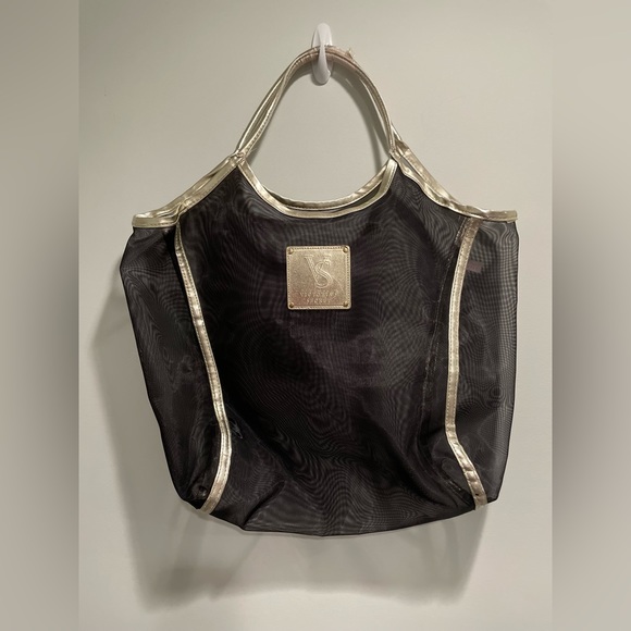 {Victoria's Secret} Beach Bag black with gold trim - Picture 2 of 5